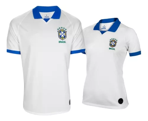 Camisa Brasil Casal Branca Azul Polo Copa 0ficial