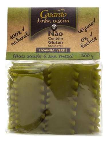 Kit 6x: Macarrão Lasanha Verde Sem Glúten Casarão 300g