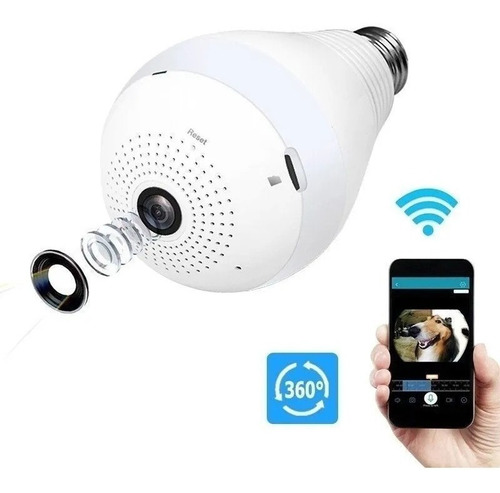 Camara Ip 360 Tipo Foco Wifi + Iluminación Vision Panoramic