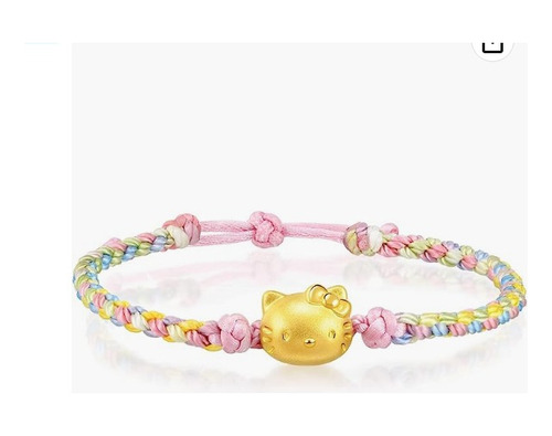 Pulsera Dama Con Dije Hello Kitty Sanrio Oro 24k