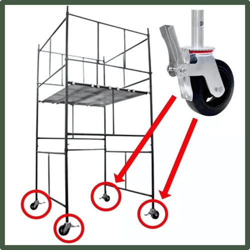 Kit 12 Rodinhas Giratórias Com Trava Freio Para Andaime Suporta Até 400kg Cada Rodízio Industrial luvinco