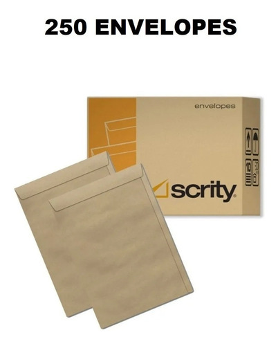 Envelope A4 Saco Kraft Pardo 26x36 Cm Scrity 250 Unid Full