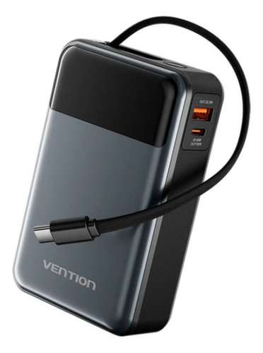 Power Bank Cargador Portatil Vention 20000mAh - Bateria Carga Rapida 65w con Pantalla - Conector USB C + USB + Cable Lightning USB C - Para Celular Iphone Samsung Auriculares Smartwatch - FHYB0