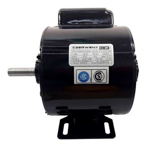 Imagen 2 de 6 de Motor Hormigonera Monofasico 130 Lts Czerweny 3/4 Hp 4 Polos
