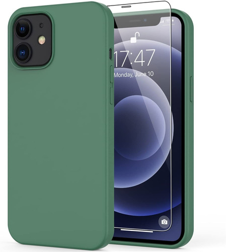 Funda +protector De Pantalla Para iPhone 12 Pro-verde Oscuro