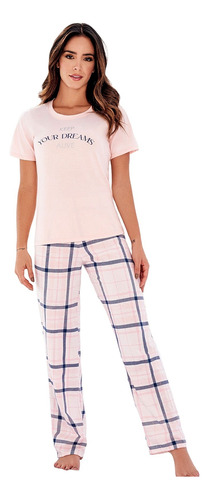 Pijama Mujer Vintage Cuadros Conjunto Pantalón Multiuso Juv