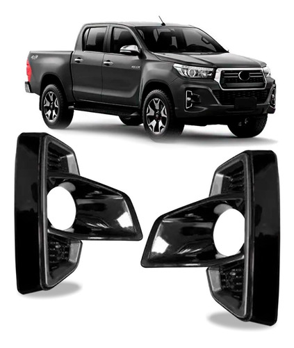 Par Moldura Milha C/ Furo Hilux Pick-up 18 A 20 Black Piano