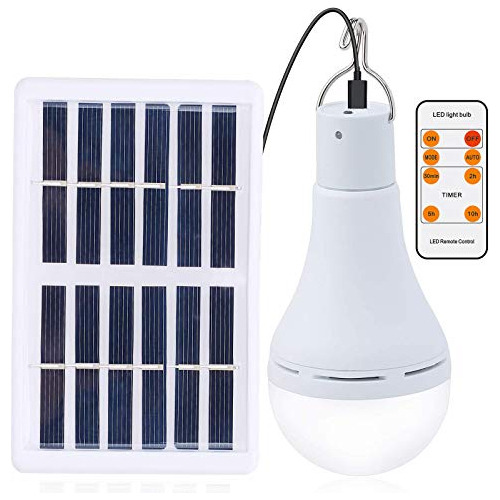 Bombilla Solar Recargable Exteriores, 300 Lm, Luz Led S...