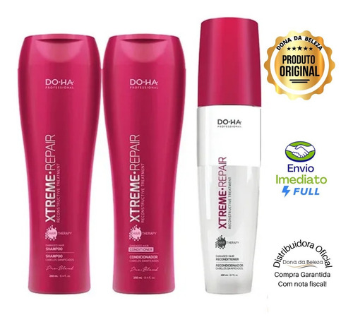 Imagem 1 de 2 de Kit Xtreme Repair Shampoo + Condicionador + Bifásico Doha