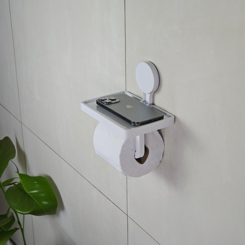 Suporte Papel Higiênico Porta Lenço Celular Banheiro Branco