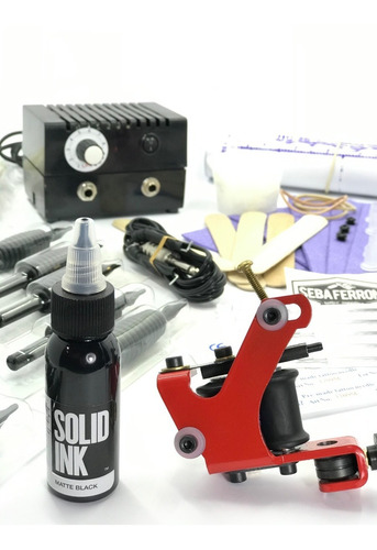Kit Para Tatuar Tattoo Tinta Solid Ink Usa Fte.y Maquina Nac