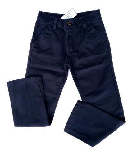 Pantalón Tiki Azul Osc. Gabardina Niño Infantil Talle 2 A 16