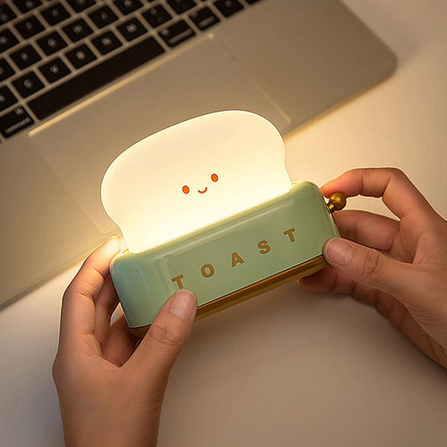 Bonita Luz Nocturna Toast, Lámpara De Noche Led Smile Bread