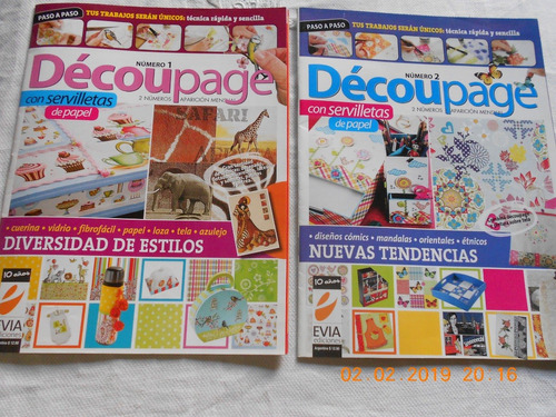 Lote 2 Revistas Decoupage - N° 1 Y 2 - 2012 -ediciones Evia