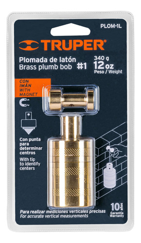 Plomada De Latón 12 Oz Con Centro Y Guía Magnética Truper