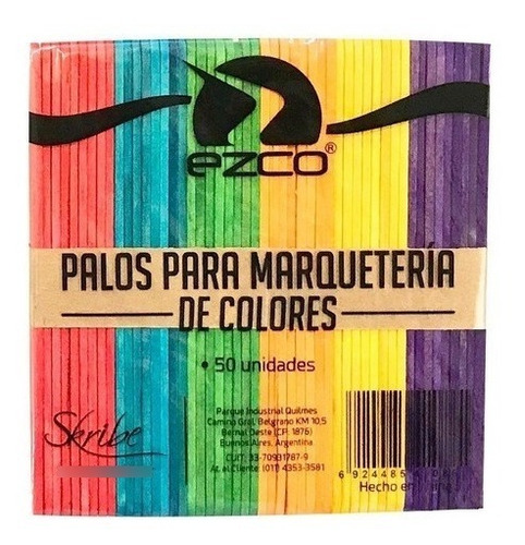 Palitos Helado De Madera De Colores X 50 Unidades