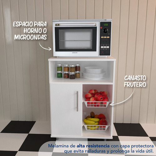 Mueble Microondas Rack Para Frutas Blanco Centro Estant