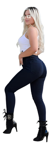Jean Mujer Elastizado Denim Liso Chupin Calce Perfecto Liso