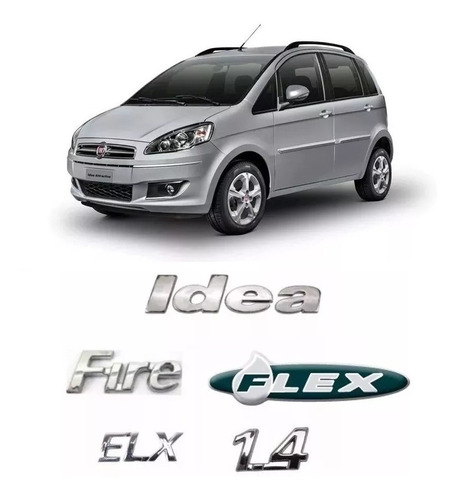 Kit Emblemas P/ Fiat Idea + Elx + 1.4 + Flex .../2010