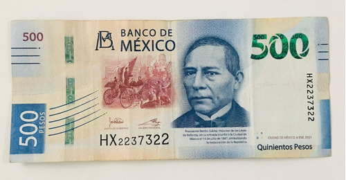 Billete 500 Pesos Mexicanos Palídomo O Capicúa No. 2237322