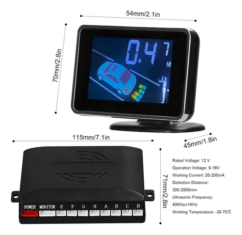 Sistema Radar Estacionamiento Mulcort 8 Sensores Lcd