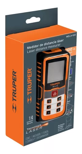 Medidor láser de distancia de 0.05 m a 100 m, Truper, Herramientas, 100374