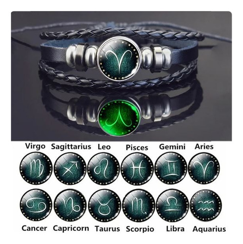 Pulsera Signo Zodiacal Horóscopo Unisex Brilla En Oscuridad