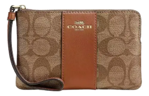 comprar Muñequera Coach Para Dama Fashion Monedero Cartera Color Saddle 2 Diseño De La Tela Liso