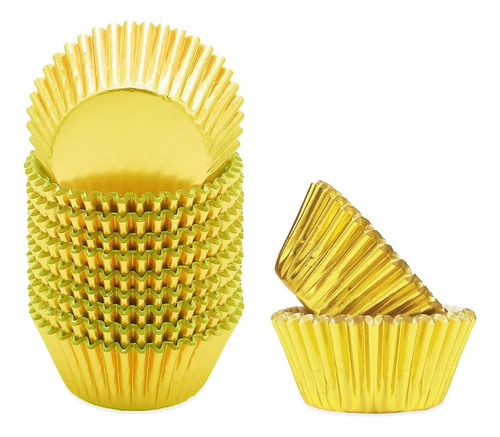 Molde Mini Cupcake Moldes De Papel Cápsulas De Papel Dorado