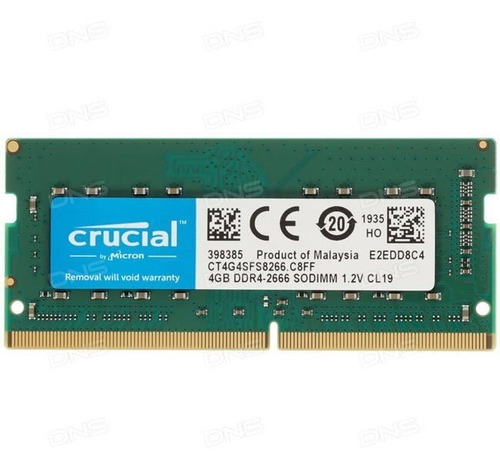 Imagen 2 de 2 de Memoria Ram Crucial Ddr4 4gb 2666mhz Sodimm Laptop Nuevo