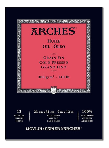 Block Arches Oleo 300gs Grano Fino 12 Hojas 23x31cm