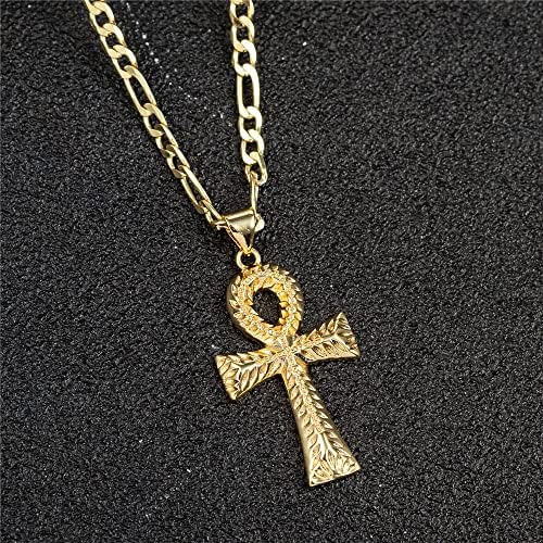 Kelistom Collar Con Colgante De Cruz Ankh Chapado En Oro De
