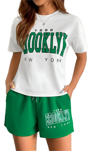 Short Y Playera De Mujer Conjunto Casual Moda Brooklyn