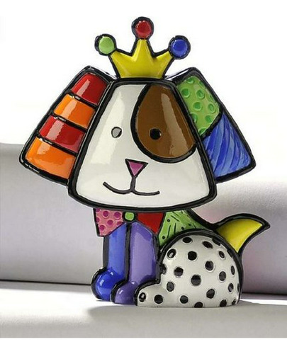 Romero Britto Mini Dog With Crown, Royalty, By Giftcraft