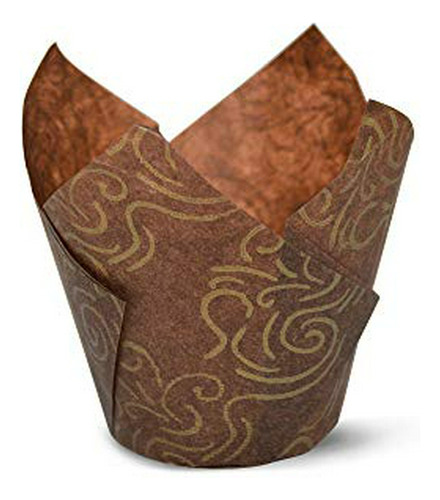 Brown Gold Swirl Tulip Baking Cups Cupcake Liners Muffin Lin