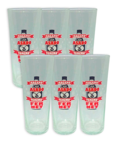 Vaso De Vidrio Asado Fernet Branca X6u 750ml