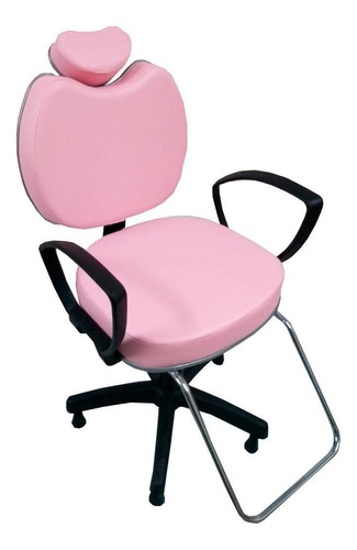 Cadeira Para Salão De Beleza Com Encosto Fixo Rosa Bebê