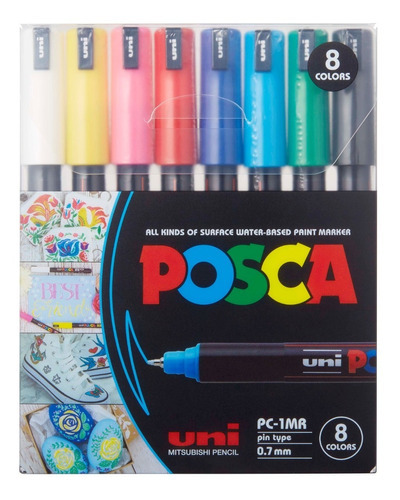 Marcadores Uni Posca Pc-1mr Pack Set X 8 Colores Brillantes 