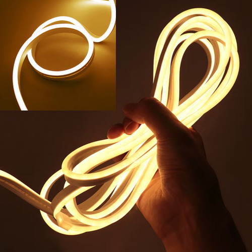 Fita LED Neon Flexível 3528 120Led VLX 5 metros Mangueira Corte 2,5cm Cor da Luz Branco Quente Tensão IP65 3000k Alto Brilho