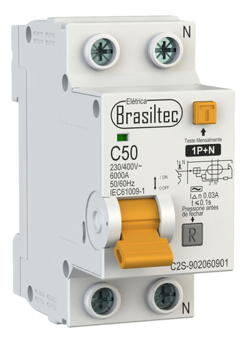 Disjuntor Diferencial Residual Bipolar 50a 30ma 2p