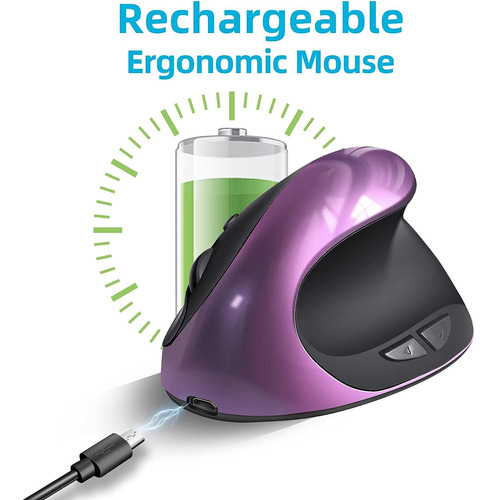Mouse Ergonômico Sem Fio, Mouse Vertical Recarregável Para