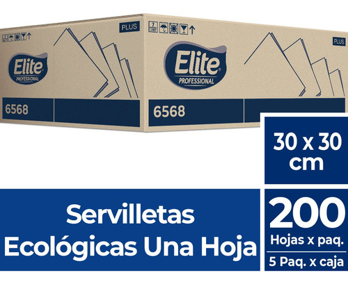 Caja Servilleta Elite Ecologica 30x30cm Hoja Simple X1000u Beige