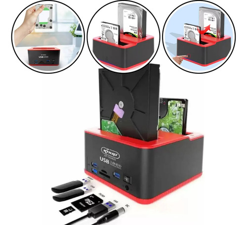 Knup Dock Station Case Hd Sata Pendrive Sd Usb 3.0 Knup Preto