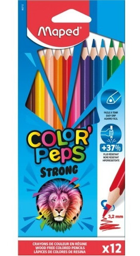 Lapices Pinturitas Colores Maped X12 Peps Strong Largo 3.2mm