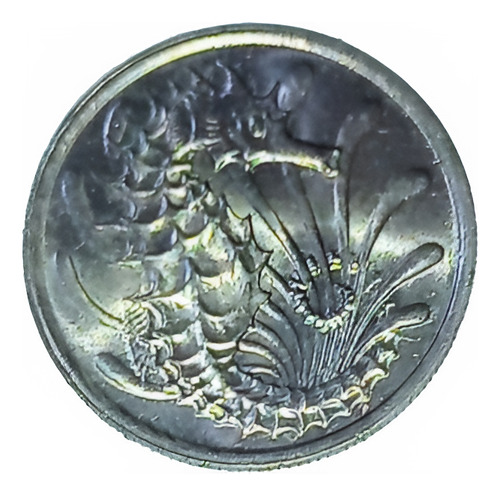 Moneda De Singapur 10 Cents. 1980 Caballito De Mar Unc