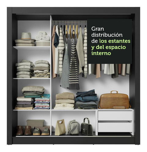 Ropero Closet Madesa 3 Puertas Nb 02 Color Negro/blanco