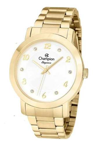 Relógio Champion Feminino Dourado Strass Lançamento
