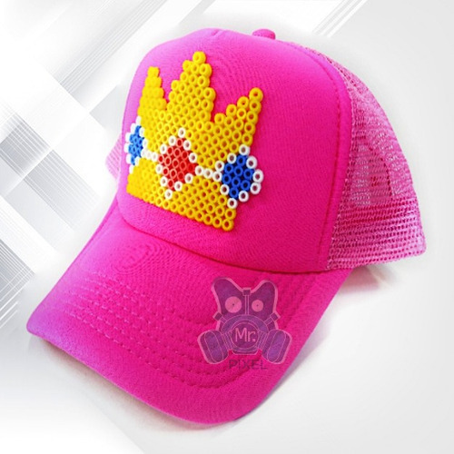 Gorra Corona Peach Pixel Art 3d Retro Mario Bros Hama Beads
