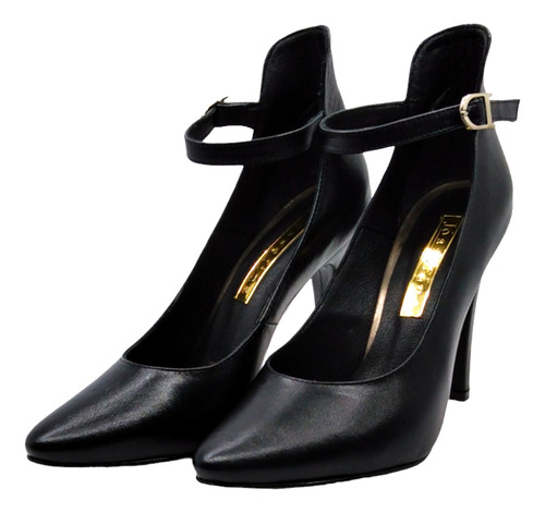 Zapatilla Mujer Dama De Piel Color Negro