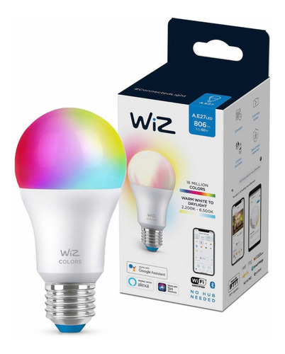 Imagen 3 de 7 de Ampolleta Led Signify Wiz Colores Wifi E27 Google O Alexa